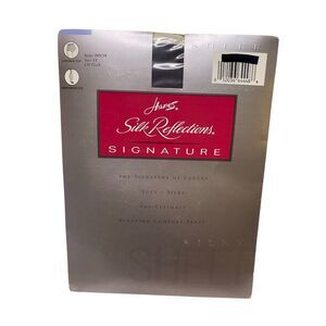 Hanes Silk Reflections Signature Pantyhose Off Black Size EF Control Top Formal